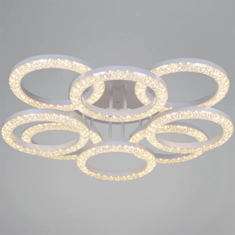 Потолочная люстра светодиодная на штанге с пультом с регулировкой цветовой температуры, яркости и с ночным режимом Reluce 67120-0.3-4+4C WH