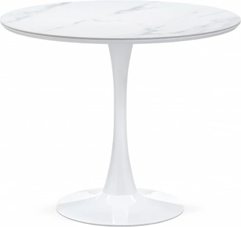 Кухонный стол Notta Тулип 90х74 белый мрамор / белый (Керамика) арт.600709