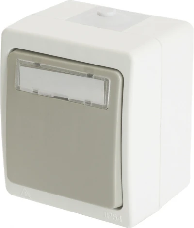 Выключатель одноклавишный (белый,серый) Stekker Велена 49736