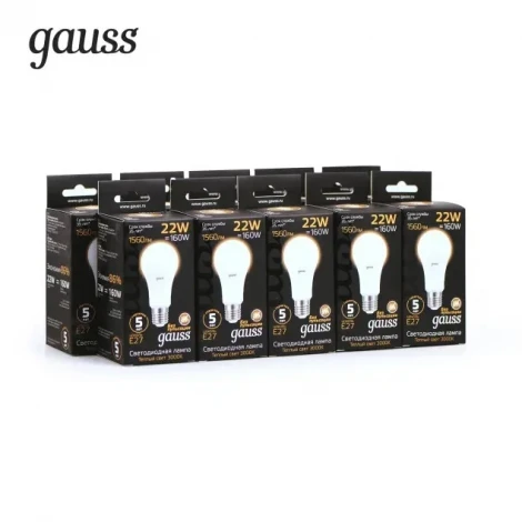 Лампочка светодиодная E27 22 Вт 1560 lm 3000K теплое желтое свечение Gauss 102502122