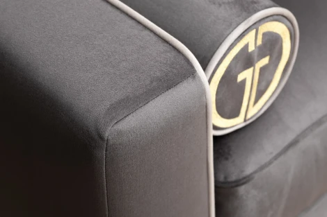 Диван Madrid Memory с кантом трехм. без мех.,велюр серый Colt1003+Colt030 Garda Decor арт.MADRID-Memory-Colt1003+Colt030