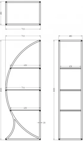 Стеллаж "Полусфера" прозрачное стекло/хром 71*48*202см Garda Decor арт.KFG087