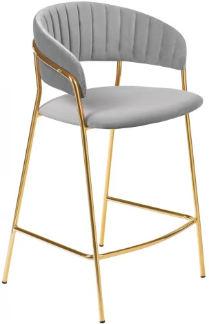Комплект из 2-х стульев Bradexhome полубарных Turin серый с золотыми ножками