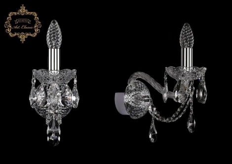 Бра Art Classic 10.21 10.21.1.165.Cr.Sp (220V, хрусталь, подвески, подсвечник, свеча)