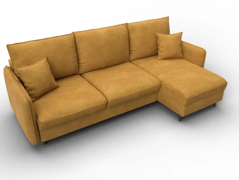 Диван угловой Лига-064 НПБ угол универсальный (ДСП/Дерево/Велюр/Желтый) Лига Диванов 129640