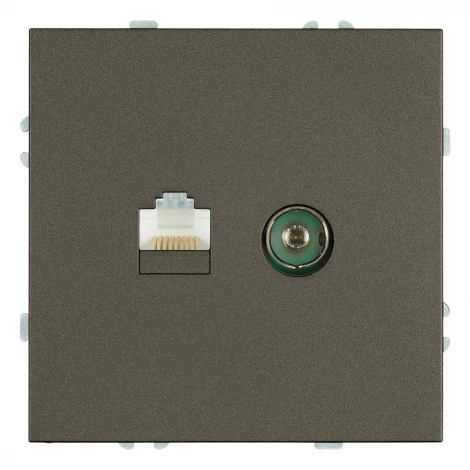 ТВ-розетка и Ethernet RJ-45 (антрацит, soft touch) Stekker Эмили 49924