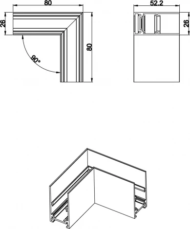 L-образный угол-соединитель для шинопровода Donolux SPACE-Track system L corner CW (48V)