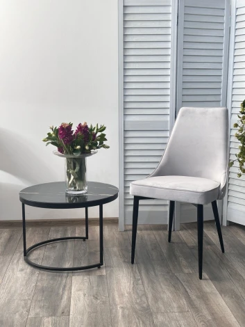 Стул M-City NEPAL-P СВЕТЛО-СЕРЫЙ BM-4, велюр/ черный каркас