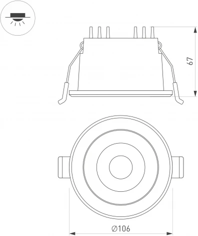 Встраиваемый точечный светильник светодиодный MS-ALORA-BUILT-R106-9W Day4000-MIX (BK, 60 deg, TRIAC) (Arlight, IP54 Пластик) 048084 (220V)