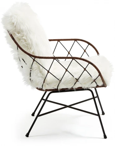 Кресло La Forma (ex Julia Grup) Claren (Белый/ Сталь,Ротанг,Пена,Металл)