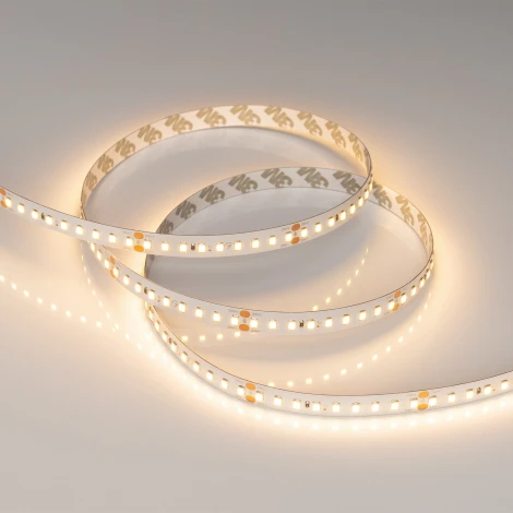 Светодиодная лента RT-A144-10mm 24V Warm2700 (7.7 W/m, IP20, 2835, 5m) (Arlight, высок.эфф.200 лм/Вт) 038781