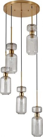 Подвесной светильник Escada Подвесной светильник Escada Gloss 1141/5S Smoke 5x60 E14, металл/стекло, античная медь/дымчатый (220V, на проводе, круглые)