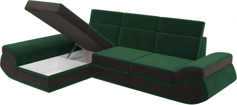 Диван угловой Лига-032 левый угол (Зеленый,Коричневый/Велюр) Лига Диванов арт.121645L