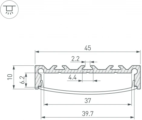 Профиль LINE-4510-2000 ANOD (Arlight, Алюминий) 049248