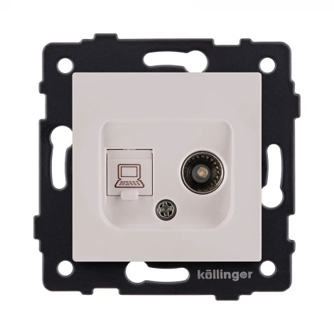 Розетка двойная TV (мама) + RJ45 кашемир матовый Kollinger REA-021CM для Aspekt, Eleganz, Reflex