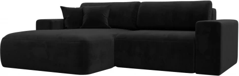 Диван угловой Лига-036 НПБ Классик левый угол (Черный/Велюр) Лига Диванов арт.121380L