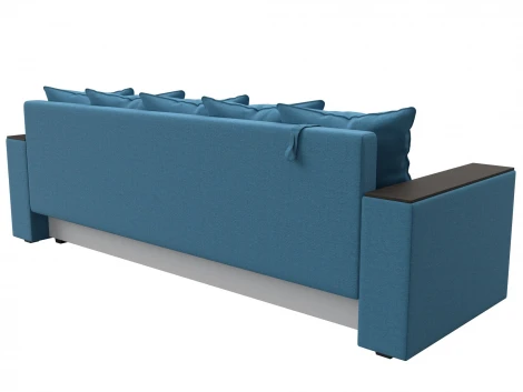 Диван прямой Дубай Лайт полки справа (ДСП,ЛДСП/Пластик/Рогожка/Голубой) Лига Диванов 132283