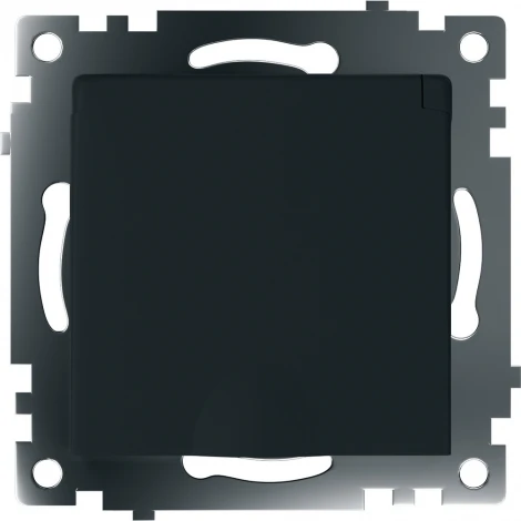 Розетка с заземлением защитной крышкой и шторками (черный) Stekker Катрин 39608