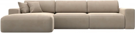 Диван угловой Лига-036 НПБ Классик Лонг левый угол (Бежевый/Велюр) Лига Диванов арт.121390L