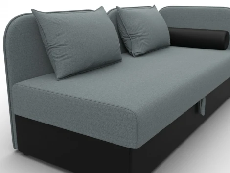 Тахта Лига-094 НПБ (ДСП,ЛДСП,Фанера/Пластик/Рогожка,Экокожа/Серый,черный) Лига Диванов 132528