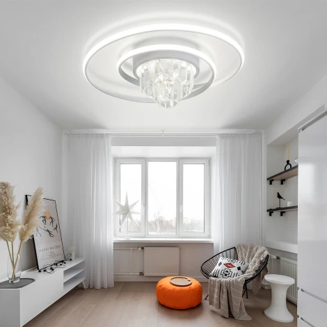 Потолочная люстра светодиодная Natali Kovaltseva Crystal LED LAMPS 81115/1C с пультом ДУ, моб. приложением 100W, белый, LED