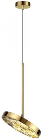 Подвесной светильник Odeon Light Bergi 5079/15L зол./серо-бежевый/металл/натур.камень/акрил с переключ.цветов.темпер. LED 15W 3000К/4000K/6000K (220V, на проводе, круглые)