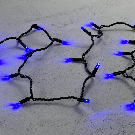 Гирлянда Нить с колпачком 10м синяя 220В, 100 LED, провод черный ПВХ, IP65 Laitcom PST100CAP-11-2B