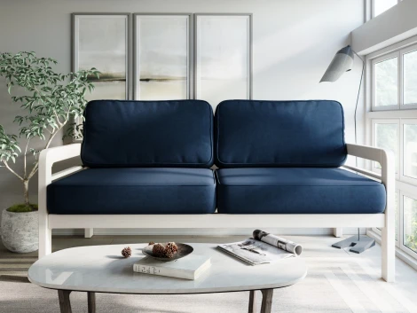 Диван Arsko прямой Бергер Б беленый дуб велюр синий