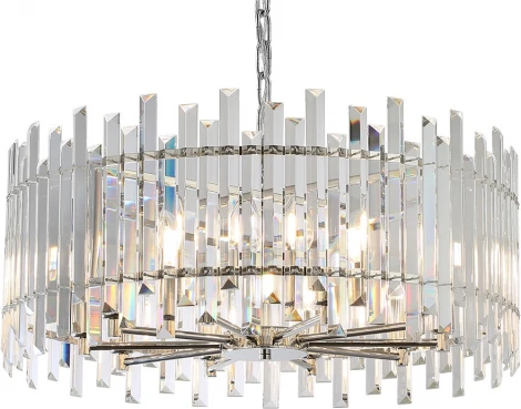 Подвесная люстра Newport 8500 8510/C nickel (220V, хрусталь, на цепи, круглые)