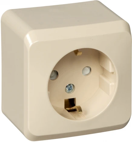 Розетка накладная с заземлением и шторками (кремовый) Systeme Electric Этюд PA16-004K