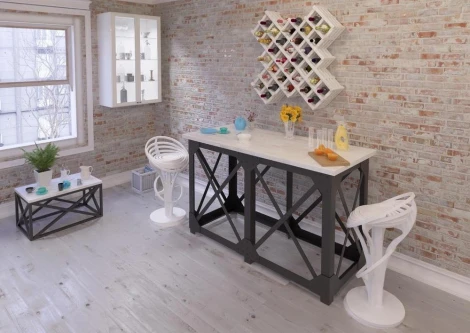 Барный стол Лофт N Дуб беленый шпон