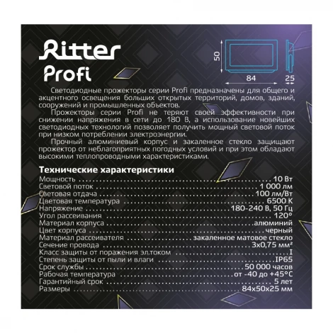 Прожектор уличный светодиодный Ritter PROFI 53405 5