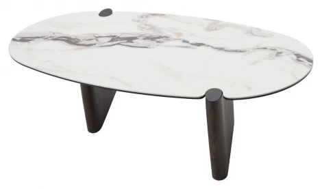 Стол кофейный АРН (ARN) цвет FENDI WHITE керамика на стекле/массив/ МДФ, дубовый шпон ®DISAUR M-City 64676