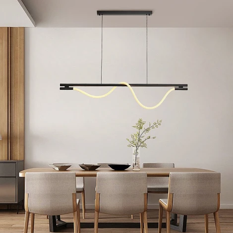 Подвесной светильник с гибким неоном Lightera Tura LE103L-160B Wi-Fi (LED, 220V, управление смартфоном, голосовое управление, умный дом - Алиса, Tuya Smart, Маруся, Smart Life, Экосистема Сбер, на тросе)