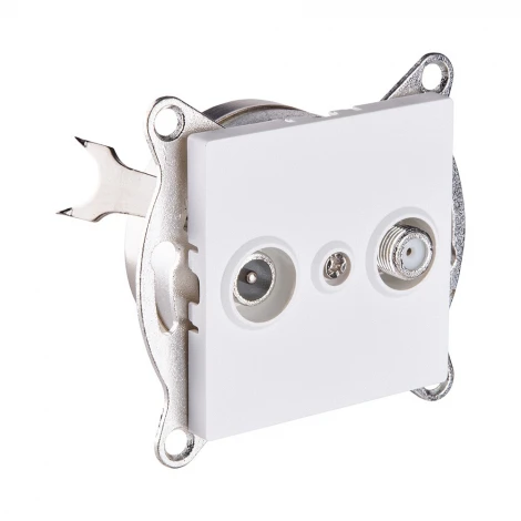 Розетка двойная TV (мама) + спутниковая SAT белый матовый Kollinger REA-035WM для Aspekt, Eleganz, Reflex