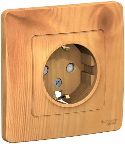 Розетка встраиваемая с заземлением и шторками (ясень) Systeme Electric Blanca BLNRS001115
