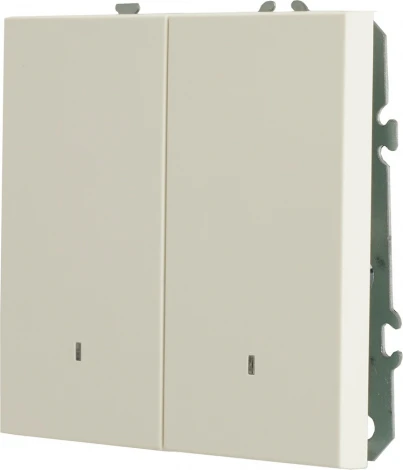 Выключатель двухклавишный с подсветкой (белый) Stekker Эмили 49864