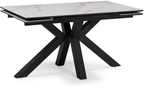 Керамический стол Woodville Бронхольм 140(200)х80х77 белый мрамор / черный 532396