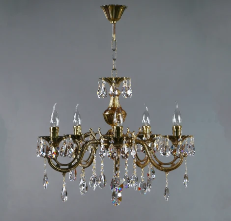 Подвесная люстра Ambiente by Brizzi Aria 8818/5 PB Tear Drop (220V, хрусталь Asfour, на цепи, подсвечник, свеча)