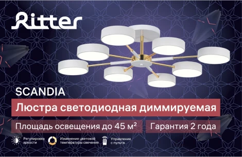 Потолочная люстра светодиодная на штанге с ДУ Ritter Scandia 51629 7