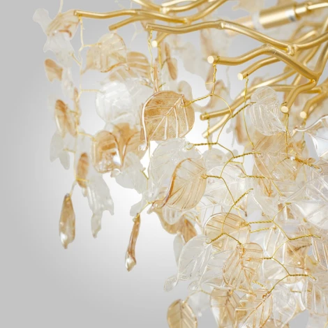 Подвесная люстра AM Group Forest D1000 GOLD (220V, на тросе, листья)