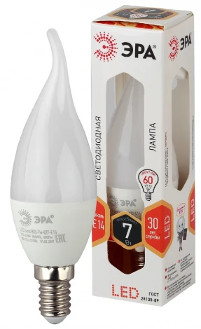 Лампочка светодиодная E14 7W ЭРА LED BXS-7W-827-E14