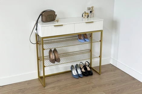 Обувница Классная 1 Mebelson (ЛДСП,Металл/Светлое дерево,Белый,Золотой) арт.172188,3326