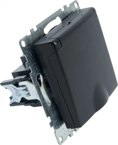 Розетка с заземлением защитной крышкой и шторками (черный) Stekker Катрин 39608