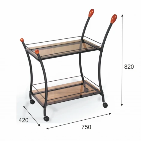 Стол сервировочный Поло чёрный/тонированное стекло от фабрики Mebelik