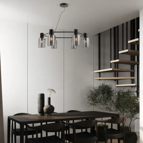 Подвесная люстра Eurosvet Notion 70219/6 черный/античная бронза (220V, на тросе)