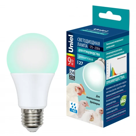 Лампочка светодиодная шар белая E27 9W Uniel LED-A60-9W/SCBG/E27/FR/DIM IP65 PLO65WH