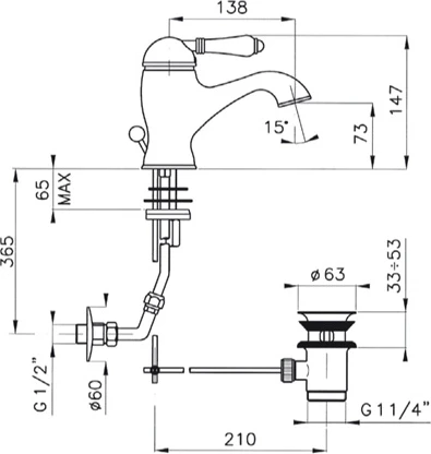 Смеситель Nicolazzi Classica Lusso 3402 DB 76 для раковины