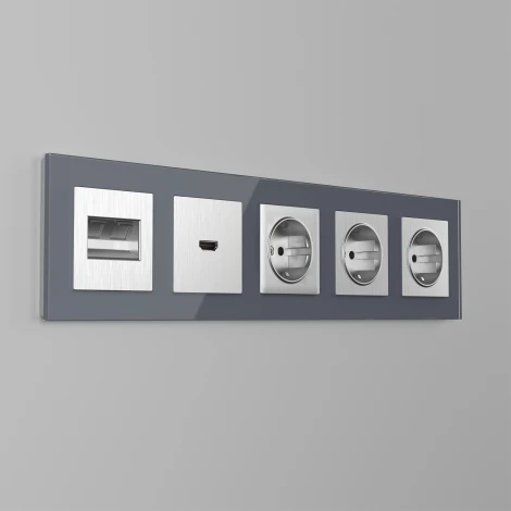 Розетка с заземлением (cеребряный рифленый) Werkel W1171009 (a051368)