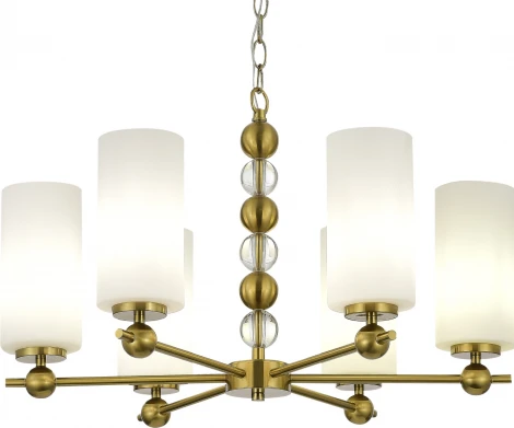 Подвесная люстра ST Luce SL2003 SL2003.303.06 латунь/белый E27 6*40W (220V, на цепи, бусы)